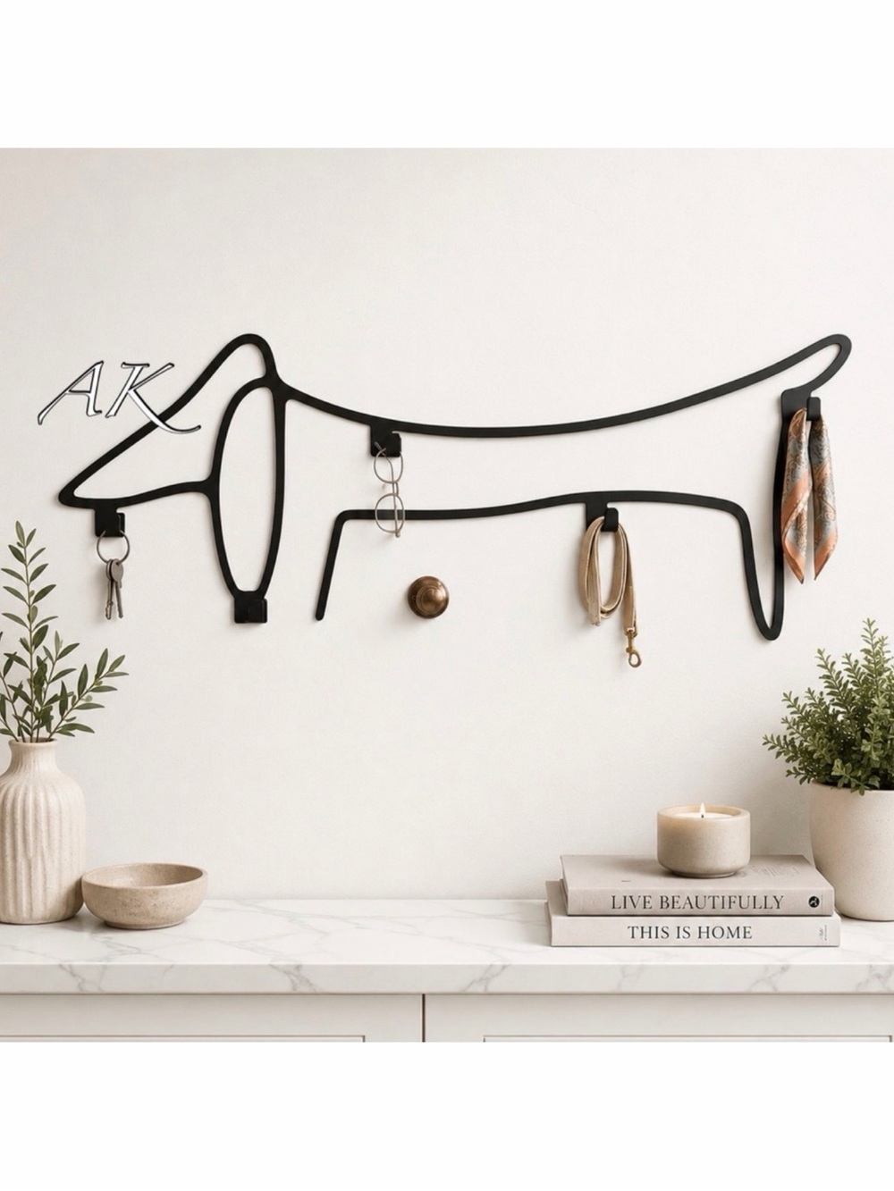 Dachshund Picasso Silhouette Hook Rack Wall Decor 🐾 Doxie Wiener